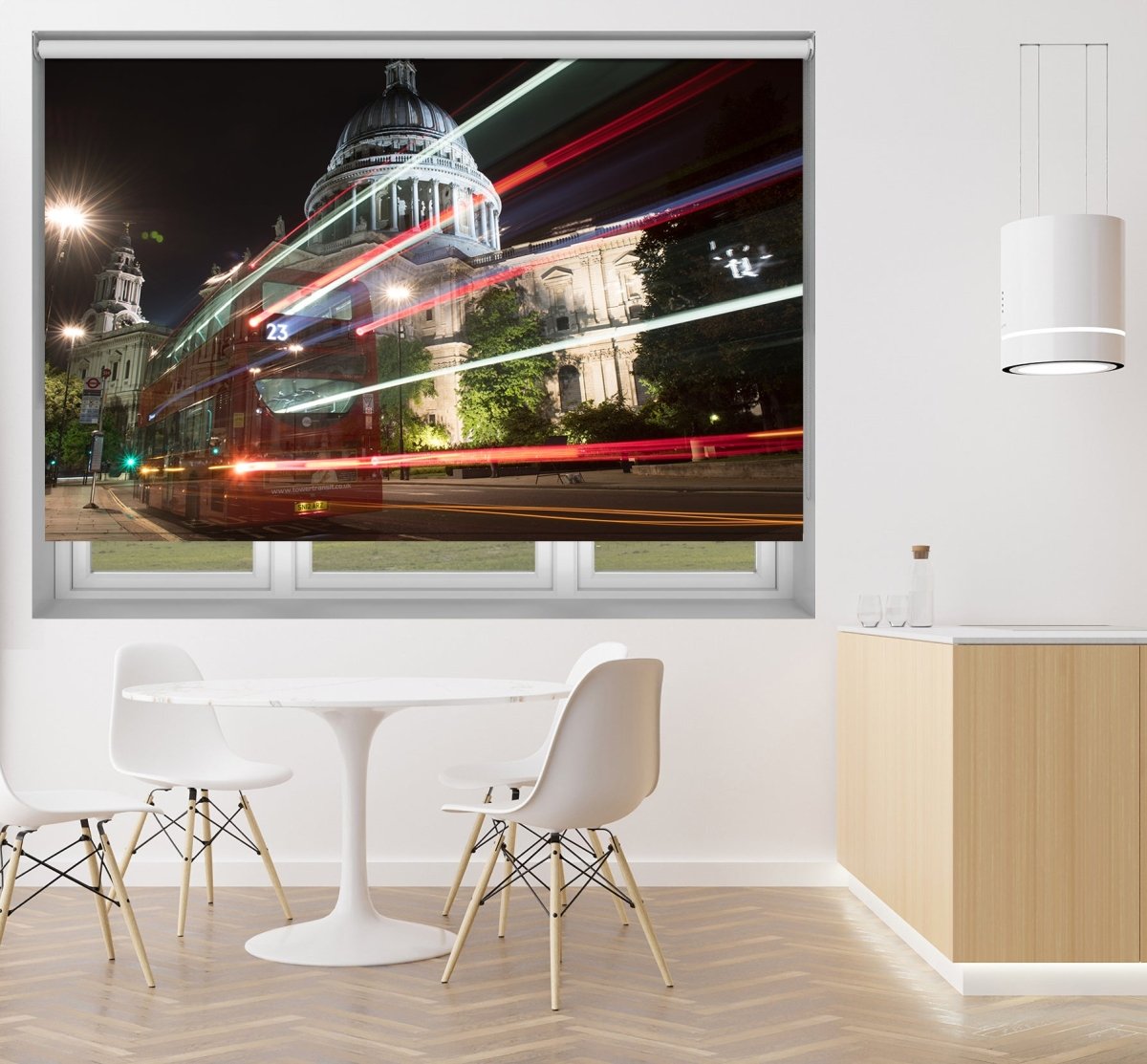 Red Bus at St. Johns London Printed Picture Photo Roller Blind - 1X2244898 - Art Fever - Art Fever
