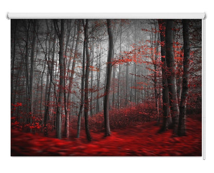 Red Forest Autumn Woods Printed Picture Photo Roller Blind - 1X46807 - Art Fever - Art Fever