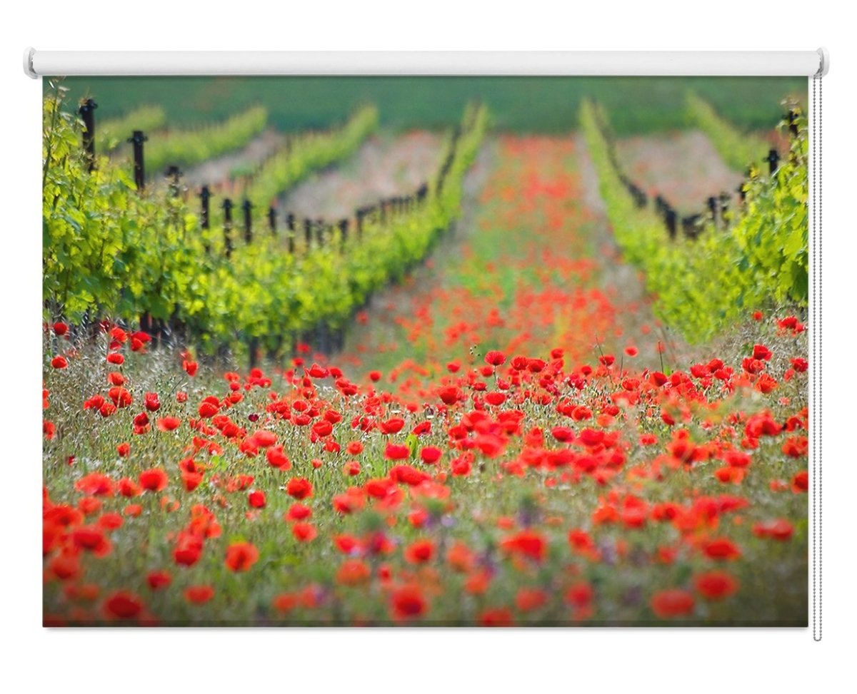 Red Poppy Field Printed Picture Photo Roller Blind - 1X36272 - Art Fever - Art Fever