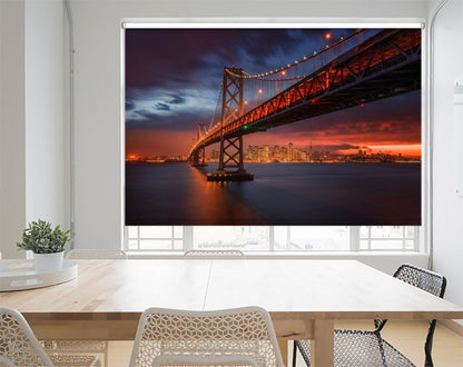 Red Sky over Golden Gate Bridge Printed Picture Photo Roller Blind - 1X412016 - Art Fever - Art Fever