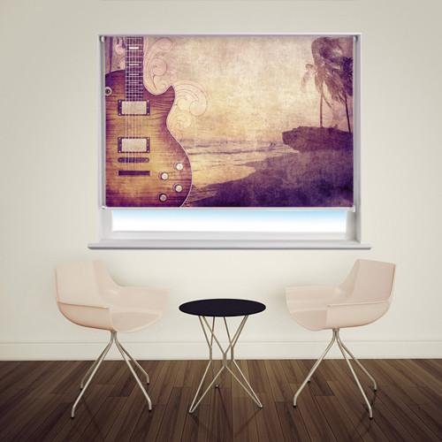 Retro music grunge style Guitar Printed Picture Photo Roller Blind - RB170 - Art Fever - Art Fever