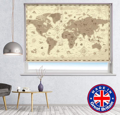 Retro Style Fantasy Map of the World Printed Picture Photo Roller Blind - RB783 - Art Fever - Art Fever
