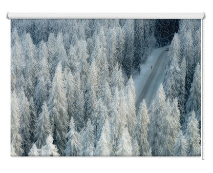 Road through the Snow Forest Printed Picture Photo Roller Blind - 1X487350 - Art Fever - Art Fever