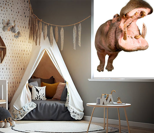 Roaring Hippo Animal Theme EasyBlock Printed Blackout Blind with Toggle attachment - EB19 - Art Fever - Art Fever