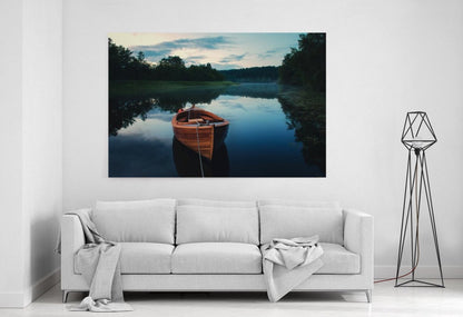 Rowboat Lake Reflection Canvas Print Wall Art - 1X1382670 - Art Fever - Art Fever