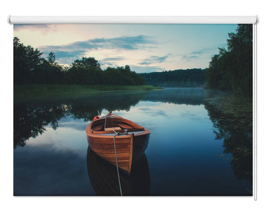 Rowboat Lake Reflection Printed Picture Photo Roller Blind- 1X1382670 - Art Fever - Art Fever