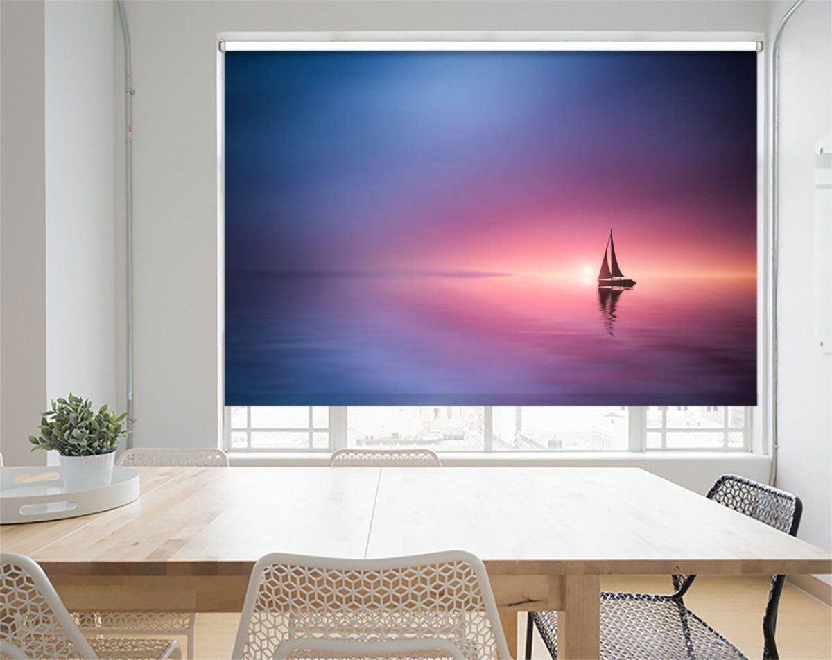 Sailing Across The Lake Toward The Sunset Printed Picture Photo Roller Blind- 1X1508345 - Art Fever - Art Fever