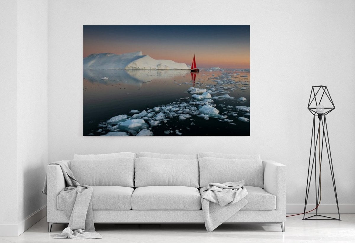 Sailing Boat on the Iceberg Sea Canvas Print Wall Art - 1X1693254 - Art Fever - Art Fever