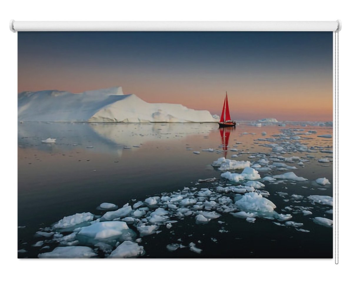 Sailing Boat on the Iceberg Sea Printed Picture Photo Roller Blind- 1X1693254 - Art Fever - Art Fever