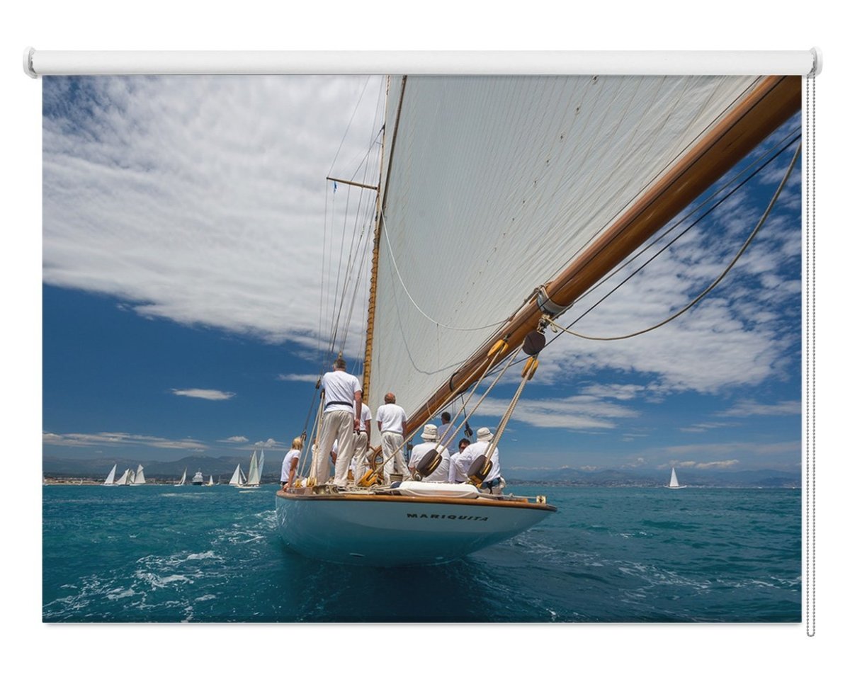 Sailing Boat on the Riviera Printed Picture Photo Roller Blind- 1X1302541 - Art Fever - Art Fever