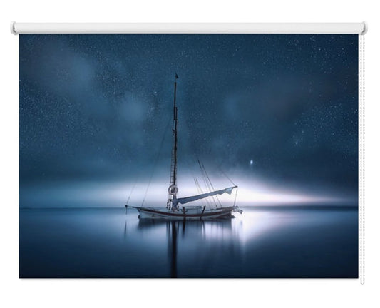 Sailing Boat under the Stars at Night Printed Picture Photo Roller Blind- 1X1819127 - Art Fever - Art Fever