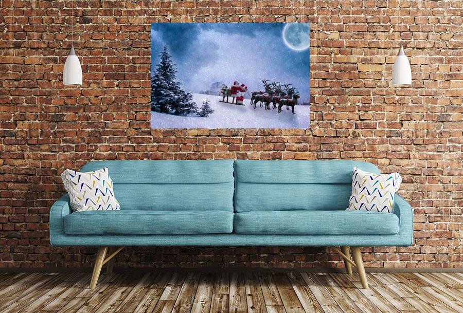 Santa Claus Scene Image Printed Onto A Single Panel Canvas - SPC98 - Art Fever - Art Fever