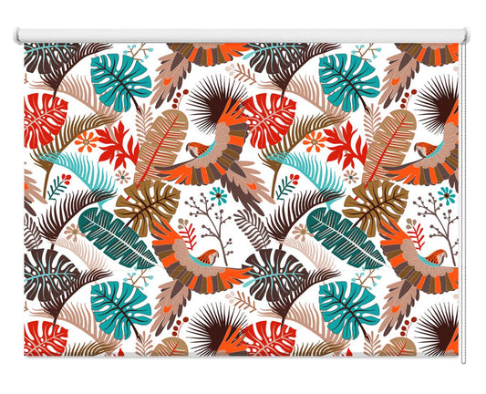 Seamless Pattern With Palm Leaves And Parrots Pattern Printed Photo Roller Blind - RB1216 - Art Fever - Art Fever
