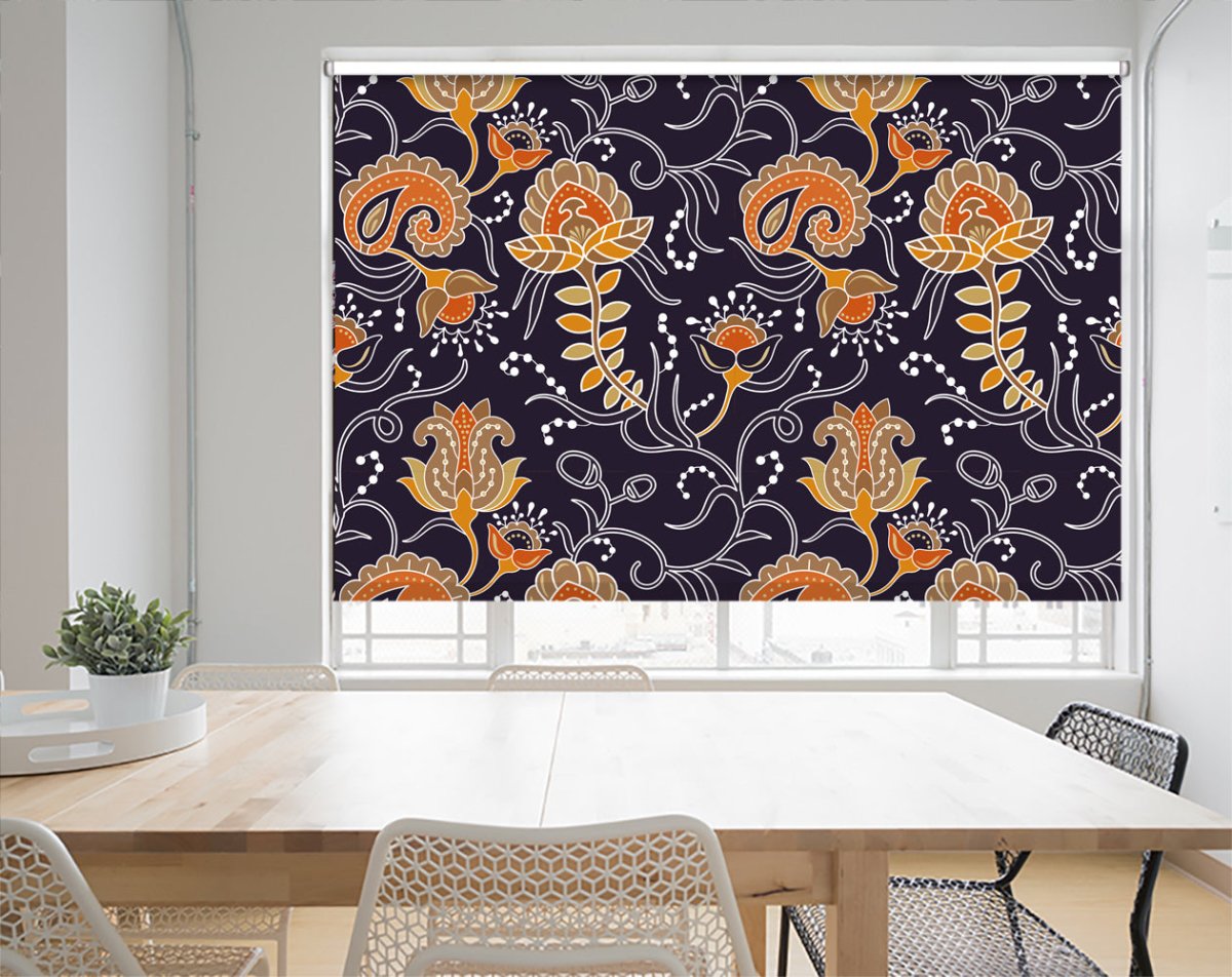 Seamless Pattern With Stylized Flowers And Plants Printed Photo Roller Blind - RB1234 - Art Fever - Art Fever