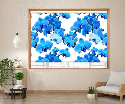 Seamless Patterns With Blue Orchids Printed Photo Roller Blind - RB1227 - Art Fever - Art Fever