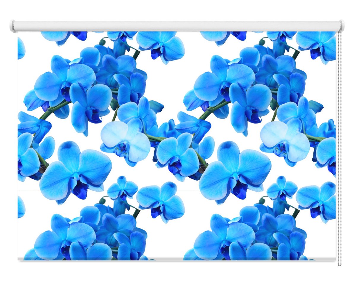 Seamless Patterns With Blue Orchids Printed Photo Roller Blind - RB1227 - Art Fever - Art Fever