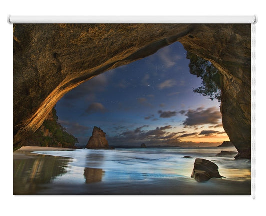 Seascape Cave view at Night Printed Picture Photo Roller Blind- 1X184052 - Art Fever - Art Fever