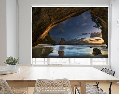 Seascape Cave view at Night Printed Picture Photo Roller Blind- 1X184052 - Art Fever - Art Fever