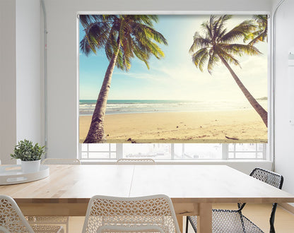 Serenity tropical beach Palm Trees Printed Picture Photo Roller Blind - RB565 - Art Fever - Art Fever