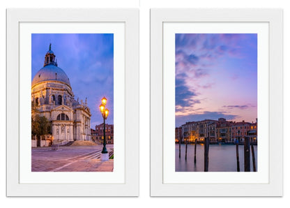 Set of 2 x Framed Mounted Prints of Grand Canal And The Basilica Of St Mary Of Health Venice Sunset - FP95 - Art Fever - Art Fever