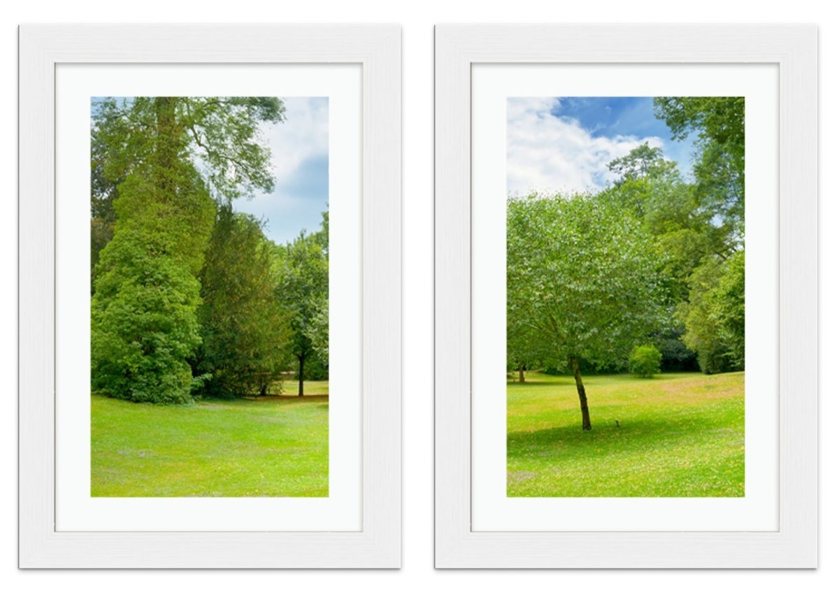 Set of 2 x Framed Mounted Prints of Panoramic Park Scene - FP85 - Art Fever - Art Fever