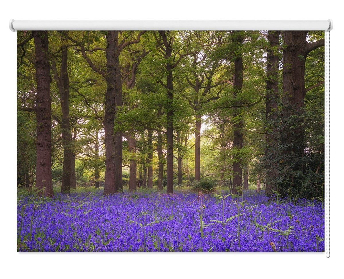 Shallow Depth Of Field Landscape Of Bluebell Woods In Spring Printed Picture Photo Roller Blind - RB1142 - Art Fever - Art Fever