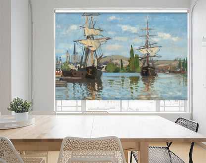Ships Riding on the Seine at Rouen by Claude Monet Printed Photo Roller Blind - RB1251 - Art Fever - Art Fever