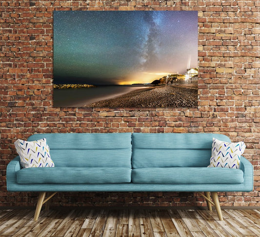 Sidmouth by night and the Milky Way Canvas Print Wall Art Picture - SPC152 - Art Fever - Art Fever