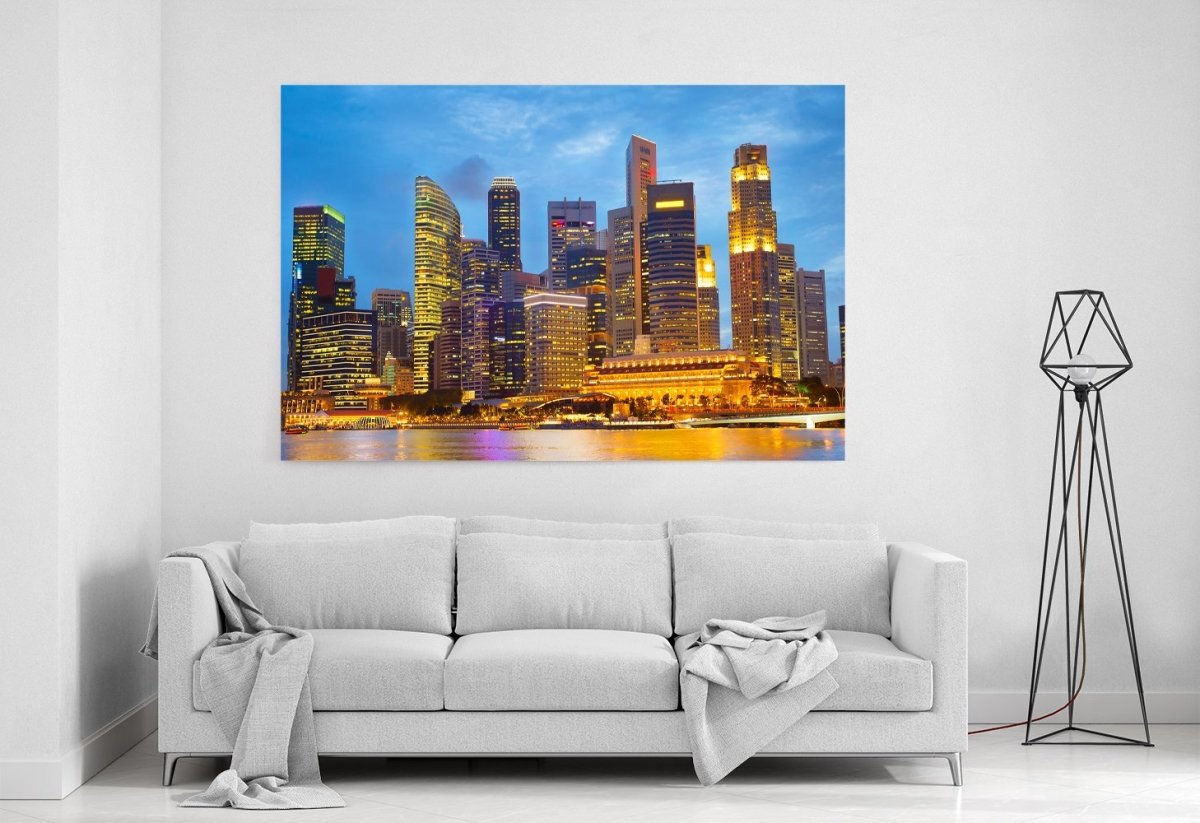Singapore Downtown Core At Twilight Printed Canvas Print Picture - SPC211 - Art Fever - Art Fever
