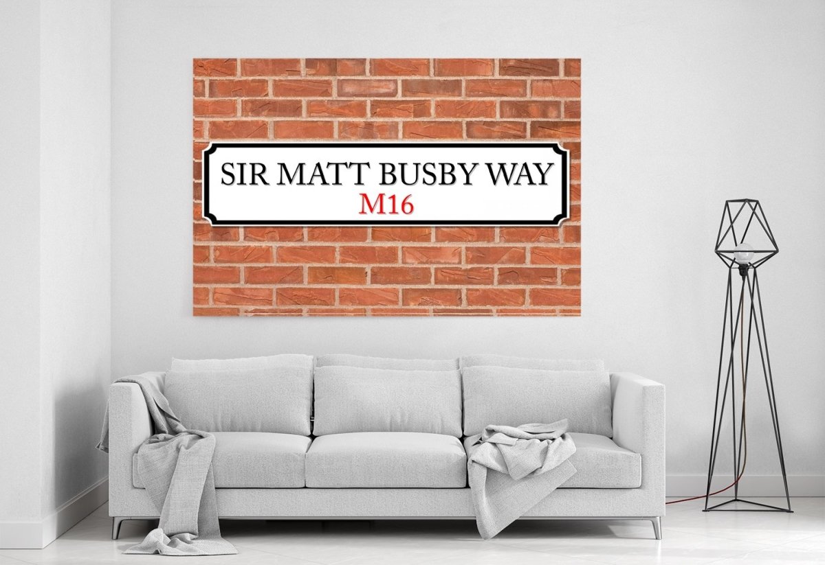 Sir Matt Busby Way M16 Street Sign Canvas Print Picture - SPC240 - Art Fever - Art Fever
