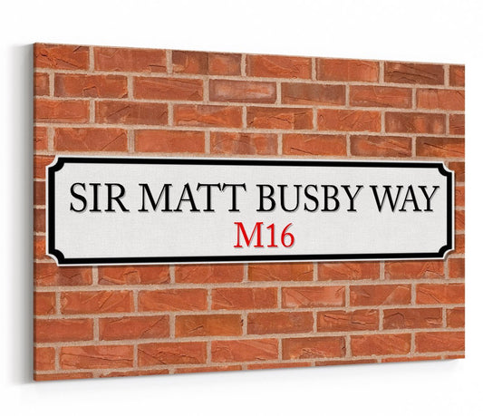 Sir Matt Busby Way M16 Street Sign Canvas Print Picture - SPC240 - Art Fever - Art Fever