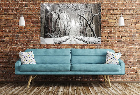 Snowy Street Scene Image Printed Onto A Single Panel Canvas - SPC103 - Art Fever - Art Fever