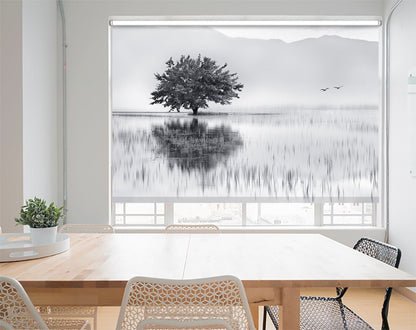 Spring Mirror Lonely Tree in the Lake Printed Photo Roller Blind - 1X468678 - Art Fever - Art Fever