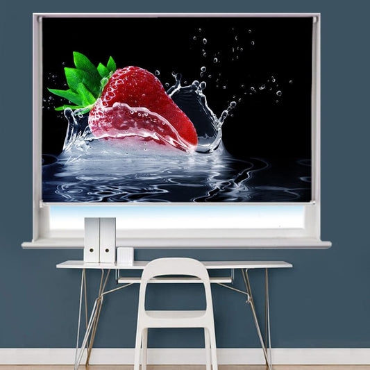 Strawberry Water Splash Printed Picture Photo Roller Blind - RB792 - Art Fever - Art Fever