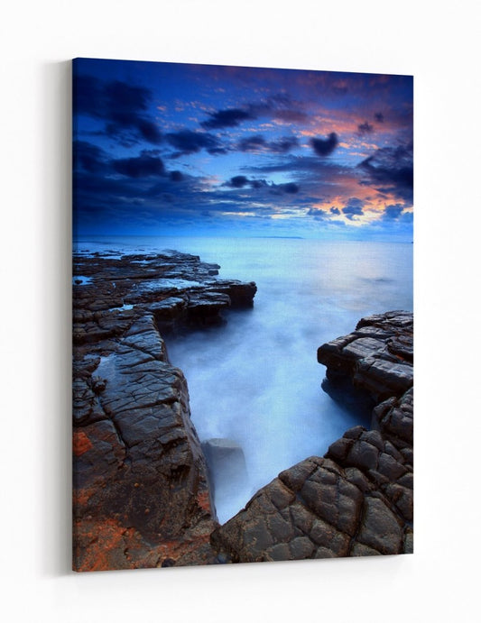 Sunlight At Kimmeridge Bay On The Southern British Coast Line In Dorset Printed Canvas Print Picture - SPC226 - Art Fever - Art Fever