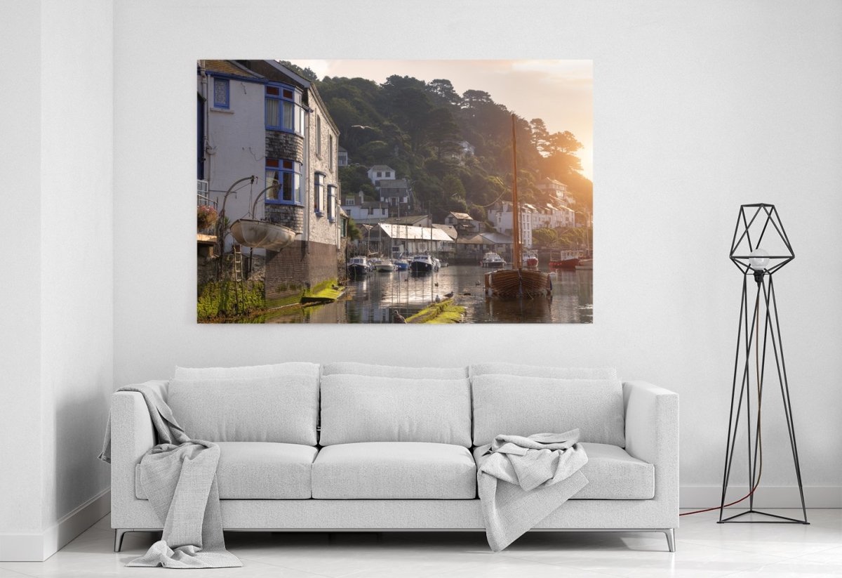 Sunrise at the cornish fishing village of Polperro Printed Canvas Print Picture - SPC170 - Art Fever - Art Fever