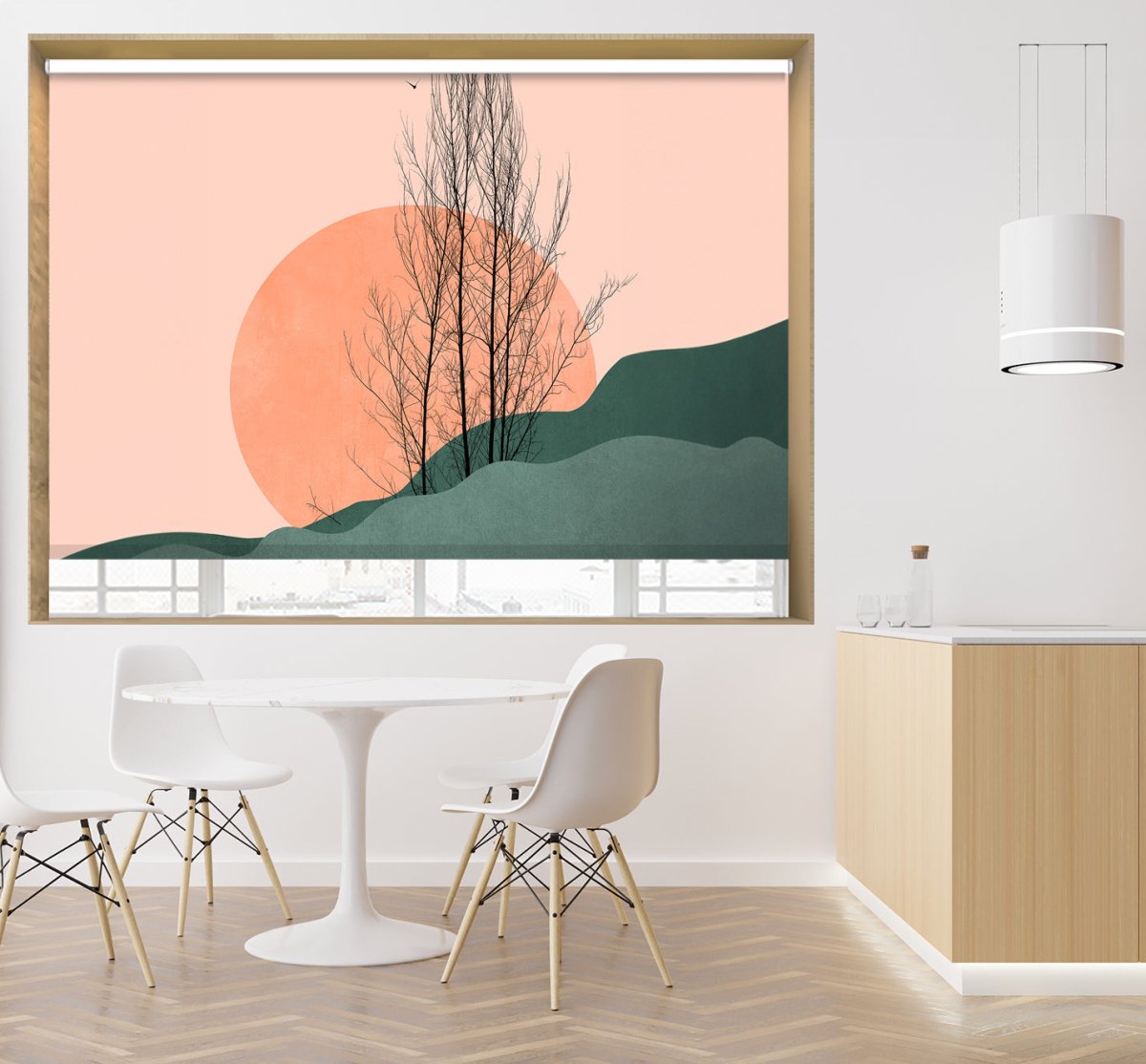 Sunset Memories Pink Peach Silhouette Printed Picture Photo Roller Blind - 1X2489436 - Art Fever - Art Fever