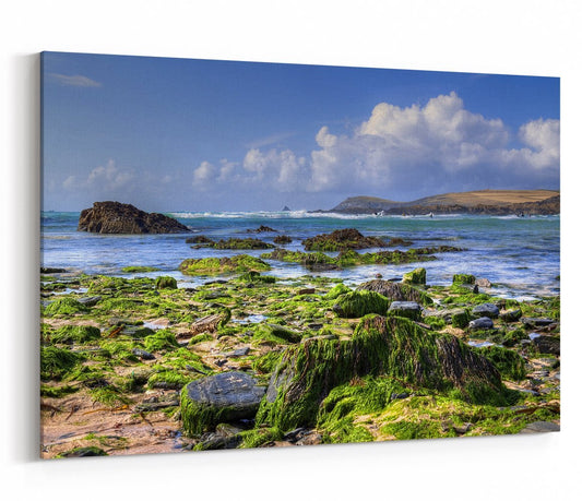 Surfers Enjoying The Sea At Treyarnon Bay, Cornwall Printed Canvas Print Picture - SPC216 - Art Fever - Art Fever