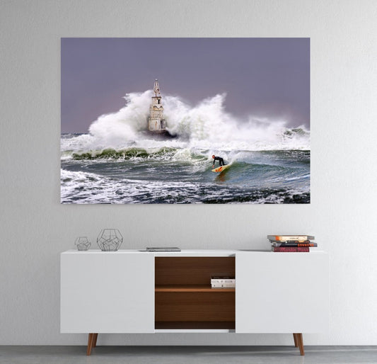 Surfing around the Lighthouse Canvas Print Wall Art - 1X729758 - Art Fever - Art Fever