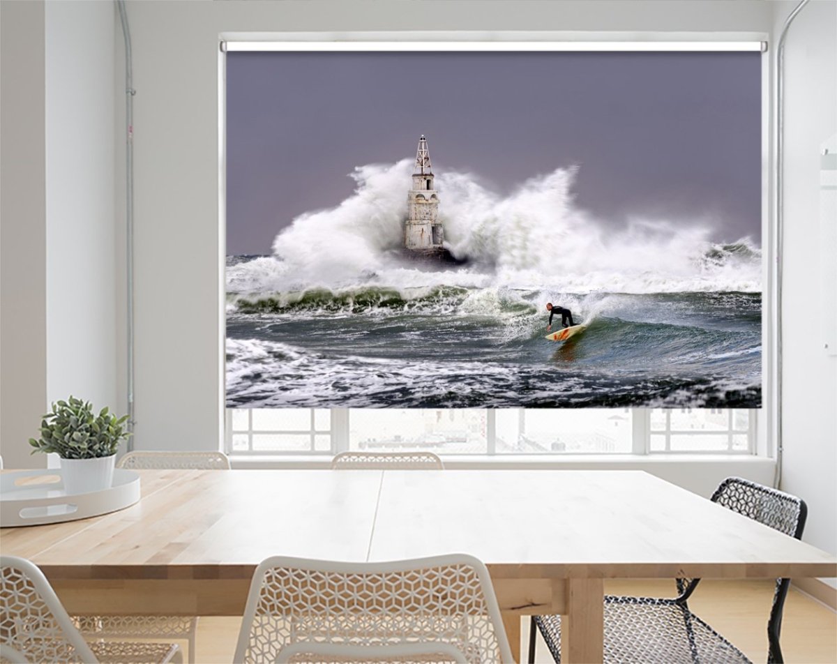 Surfing the lighthouse Printed Picture Photo Roller Blind- 1X729758 - Art Fever - Art Fever