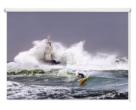 Surfing the lighthouse Printed Picture Photo Roller Blind- 1X729758 - Art Fever - Art Fever