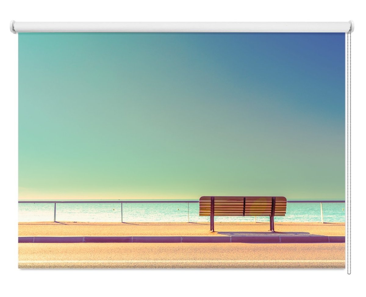 The Bench next to the Beach Printed Picture Photo Roller Blind - 1X757242 - Art Fever - Art Fever