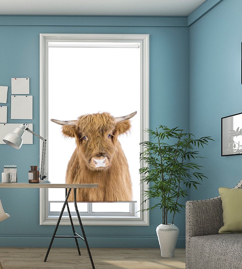 The Cow Peeking Animal Printed Picture Photo Roller Blind - 1X2402462 - Art Fever - Art Fever