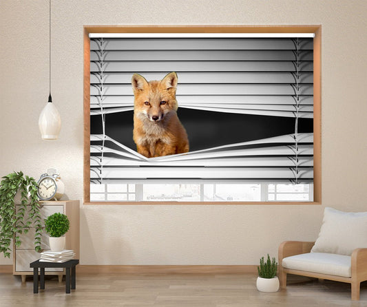 The Curious Fox Peeking through the blind Printed Picture Photo Roller Blind - RB1282 - Art Fever - Art Fever