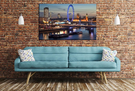 The London Skyline At Night Scene Image Printed Onto A Single Panel Canvas - SPC131 - Art Fever - Art Fever