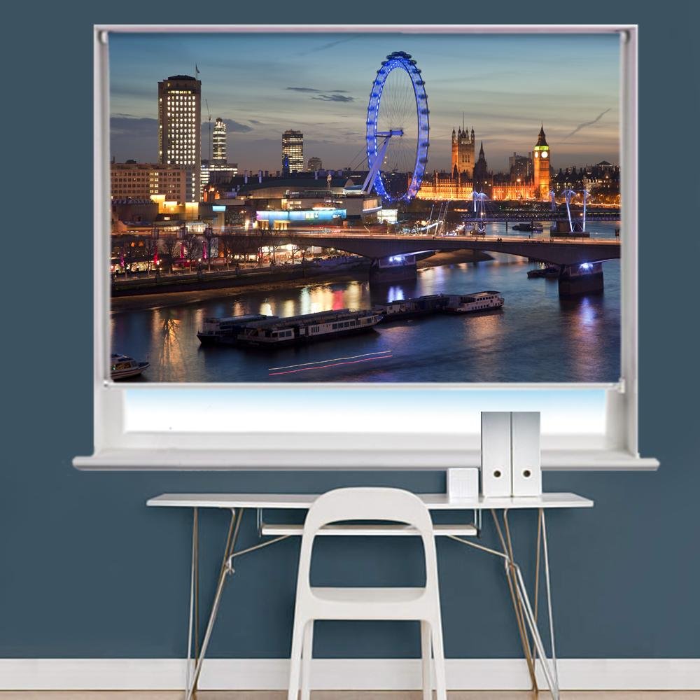 The London Skyline At Night Scene Image Printed Roller Blind - RB953 - Art Fever - Art Fever