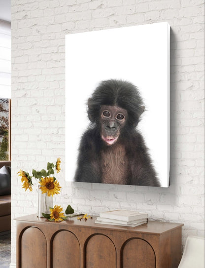 The Peeking Baby Monkey 🐵 Canvas Print Picture Wall Art - 1X2402471 - Art Fever - Art Fever