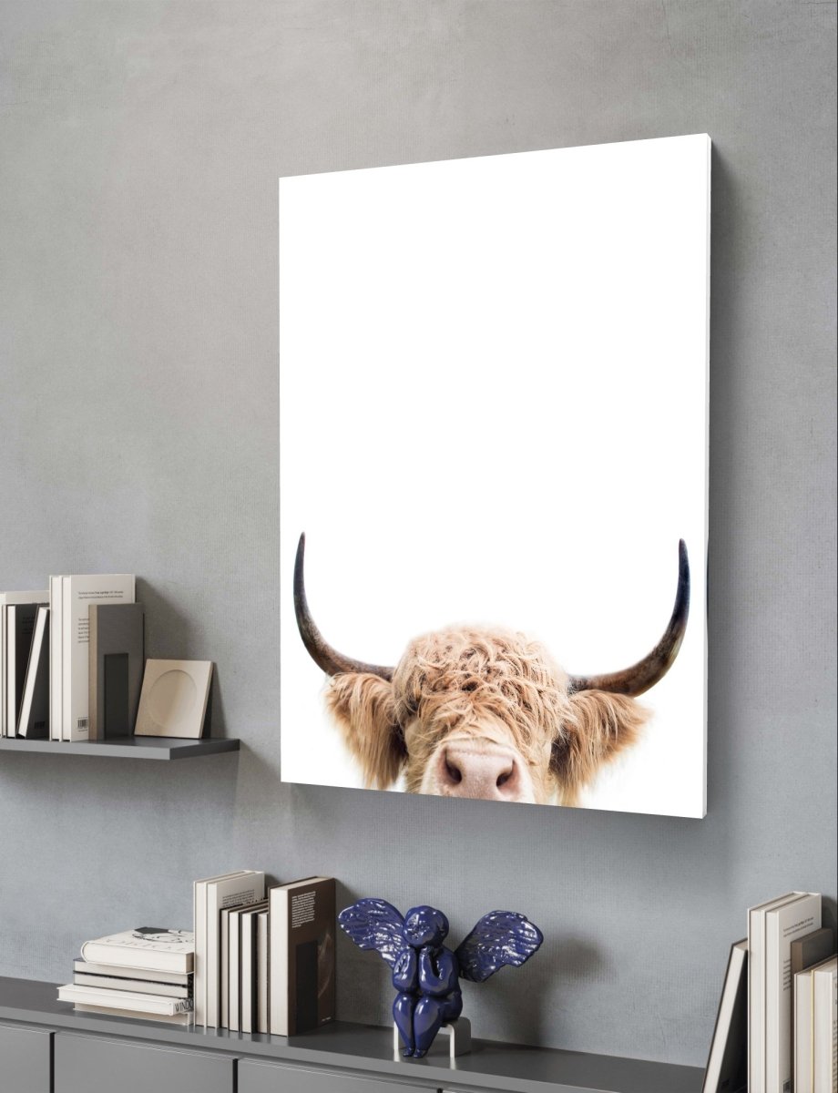 The Peeking Highland Cow Canvas Print Picture Wall Art - 1X 2381995 - Art Fever - Art Fever