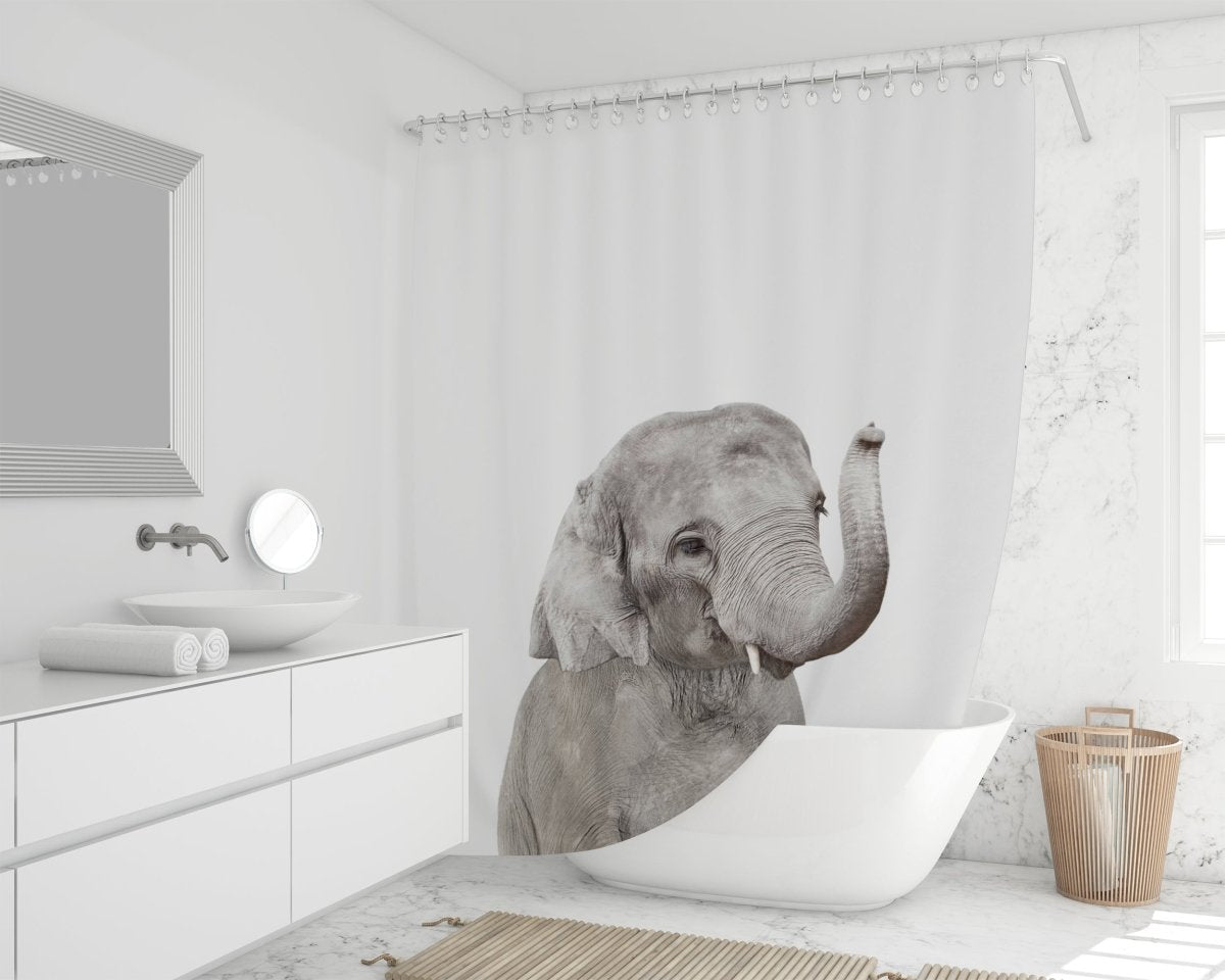 Printed Shower Curtains The Ping Baby Elephant Wildlife Animal Bathroom Decor Custom Art Fever