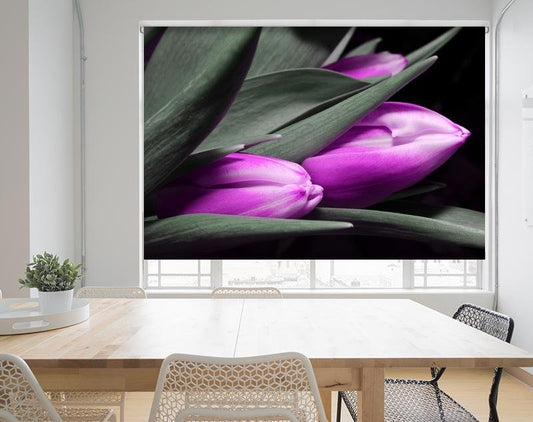 Three Pink Tulip Flowers Printed Picture Photo Roller Blind - RB682 - Art Fever - Art Fever